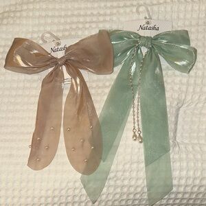 Natasha Brown and Green Hair Bows